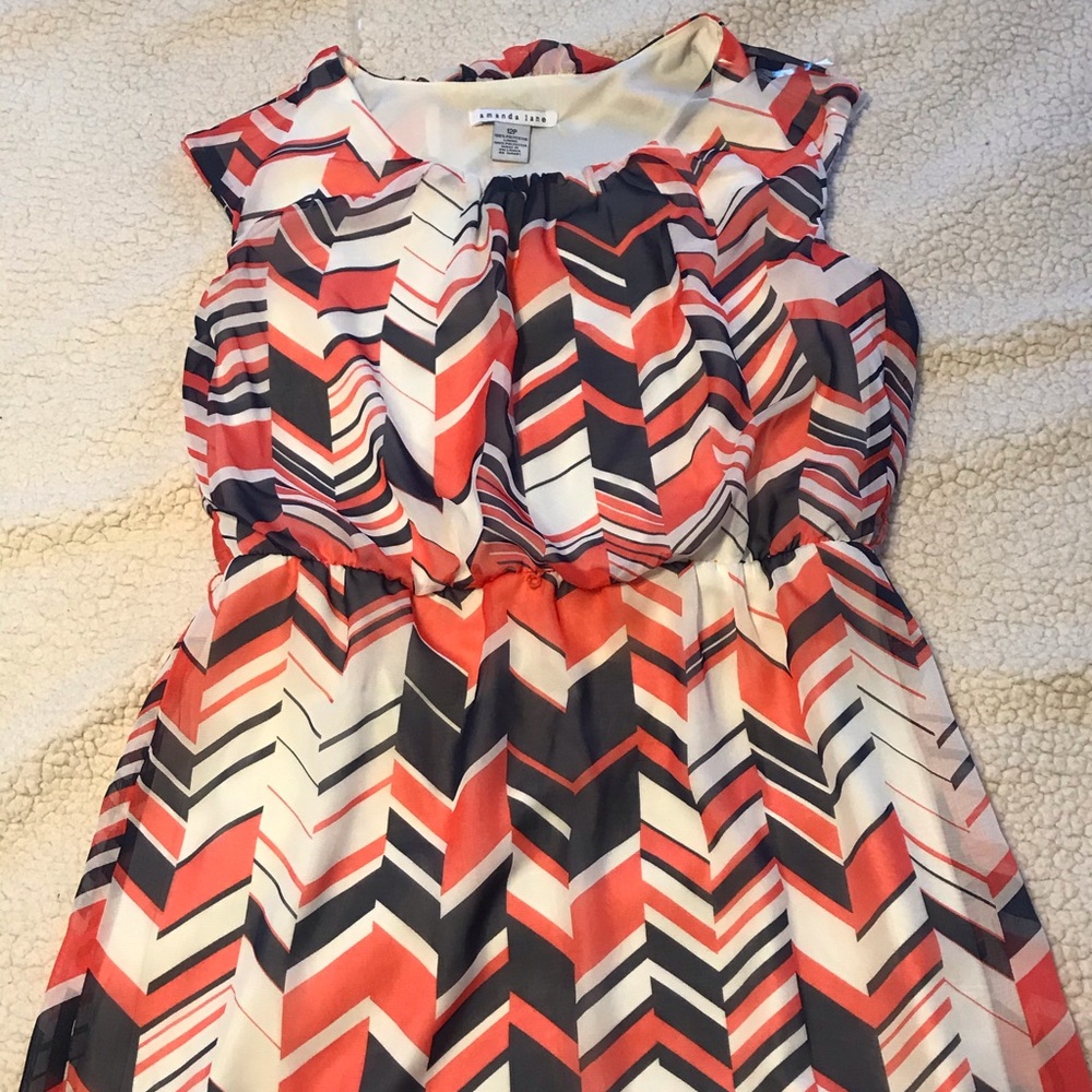 Amanda Lane Coral & Brown Dress
